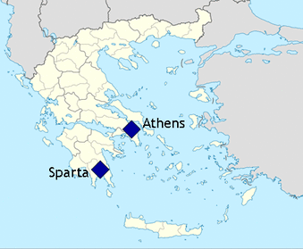 Sparta In Greece Map Athens Vs Sparta - Ancient Greece